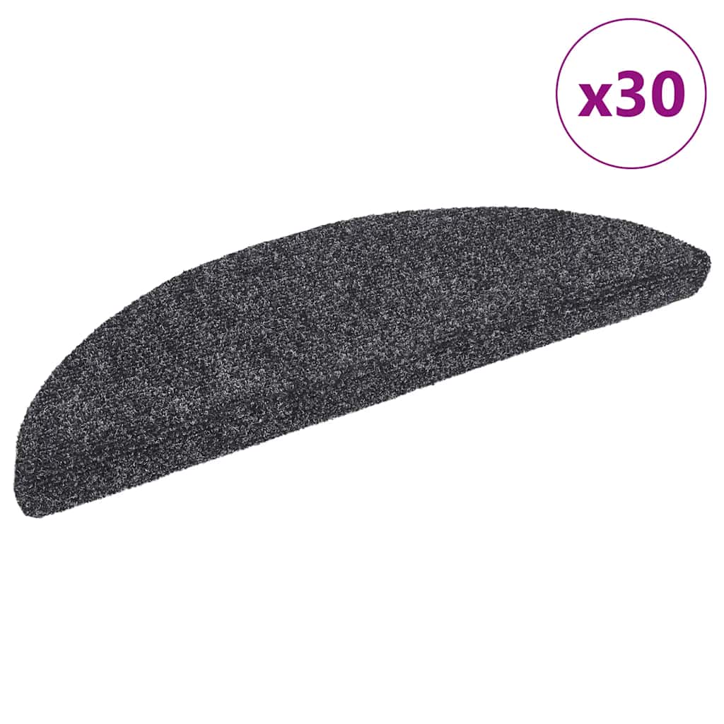 Tapis de marches autocollants 30 pièces 56x17x3 cm gris foncé demi-lune