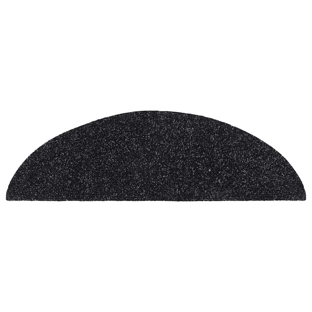 Marches d'escalier autocollantes 30 pcs. 56x17x3 cm Noir Demi-rond