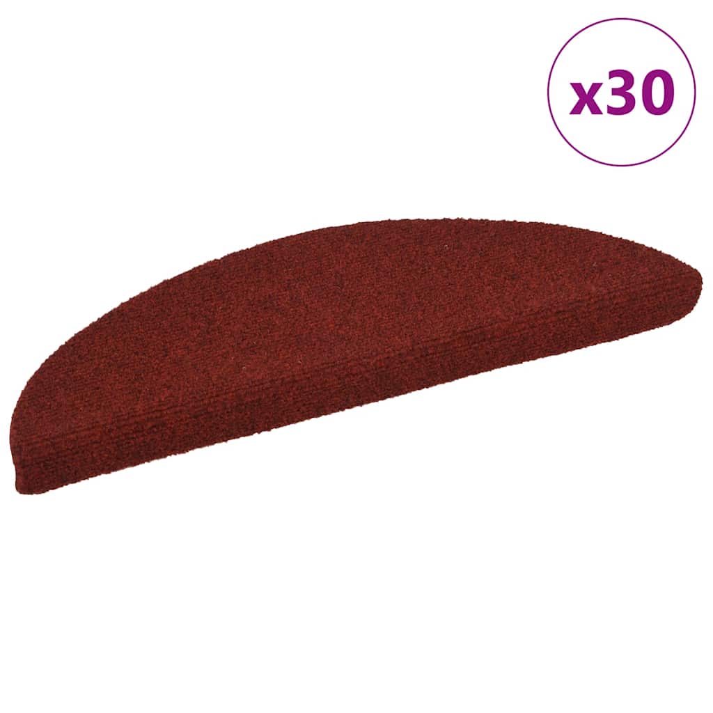 Tapis de marches auto-adhésifs 30 p. 56x17x3 cm bordeaux demi-rond