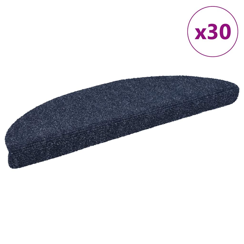 Stair Mats Self-Adhesive 30 pcs. 56x17x3 cm Blue Semi-Circular