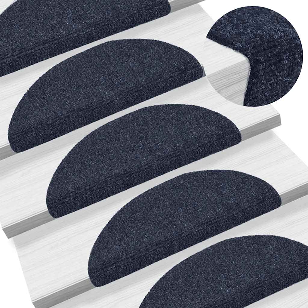 Stair Mats Self-Adhesive 30 pcs. 56x17x3 cm Blue Semi-Circular