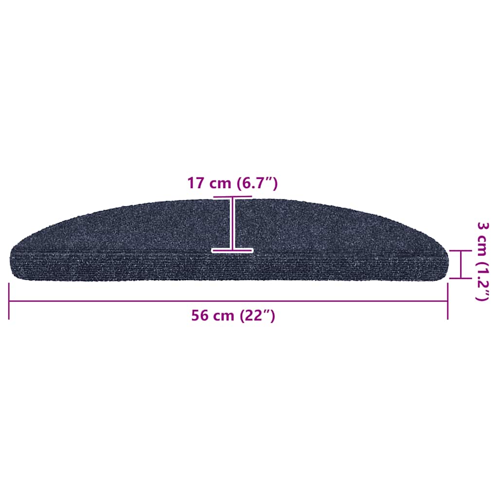 Stair Mats Self-Adhesive 30 pcs. 56x17x3 cm Blue Semi-Circular