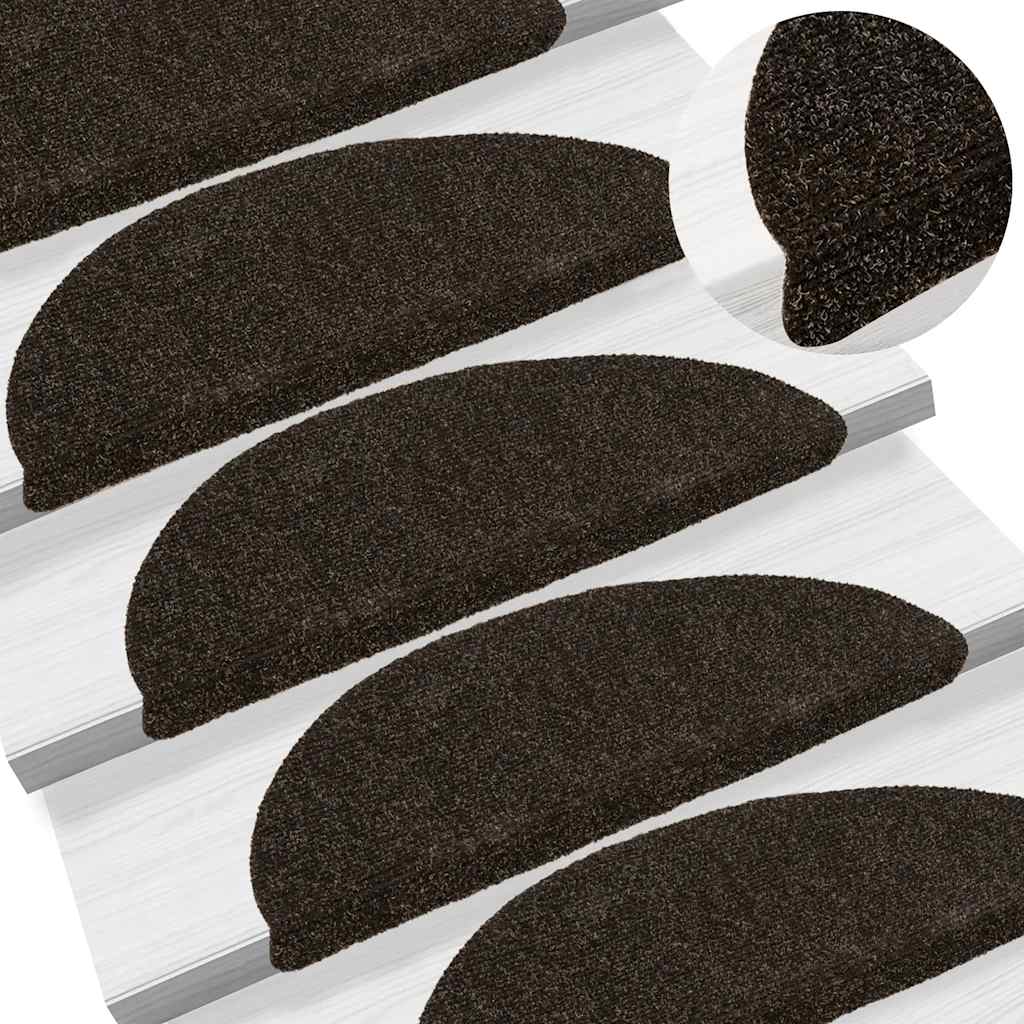 Stair Treads Self-Adhesive 30 pcs. 56x17x3 cm Dark Brown Semi-Circular
