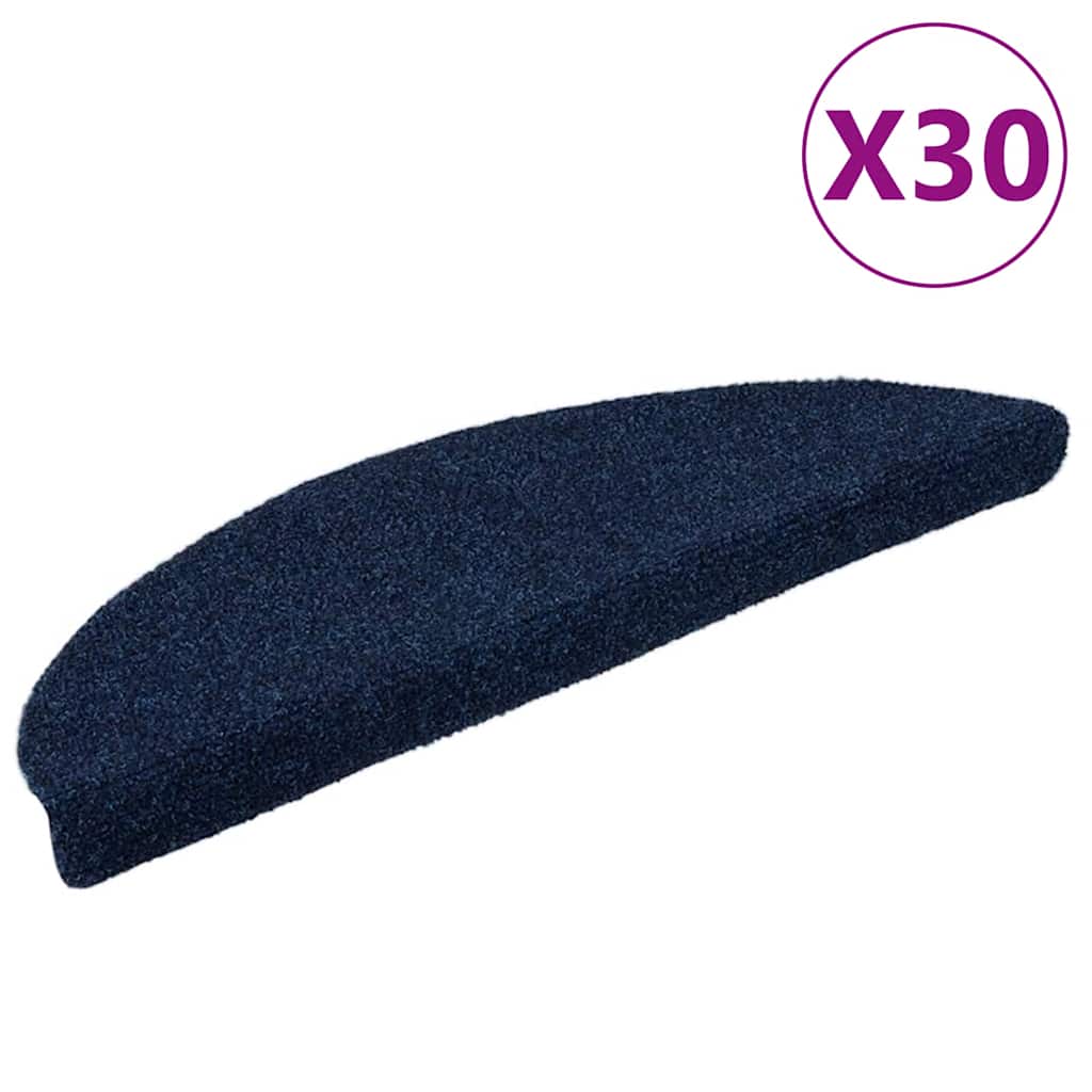 Tapis de marches autocollants 30 pcs 56x17x3 cm bleu marine demi-rond