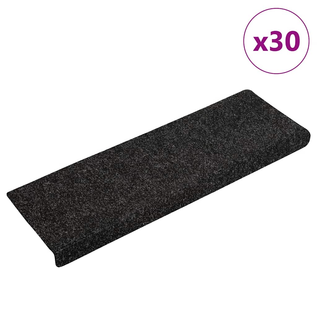 Stair Treads Self-Adhesive 30 pcs 65x21x4 cm Black Rectangular Edge