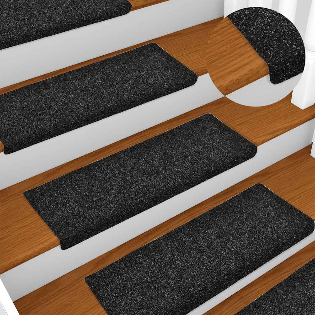 Stair Treads Self-Adhesive 30 pcs 65x21x4 cm Black Rectangular Edge