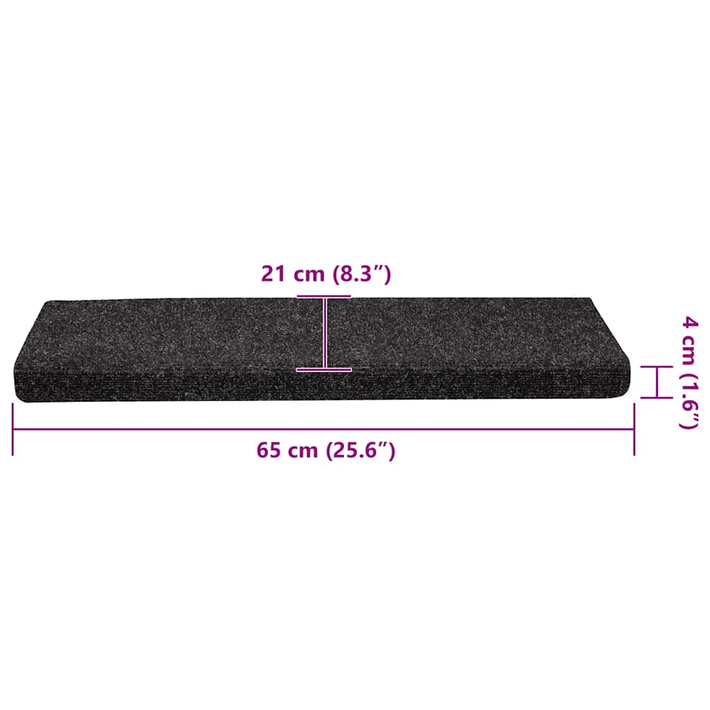 Stair Treads Self-Adhesive 30 pcs 65x21x4 cm Black Rectangular Edge