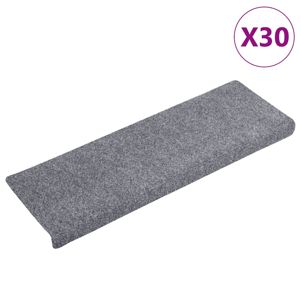 Stair Mats Self-Adhesive 30 pcs. 65x21x4 cm Light Grey Rectangular Edge
