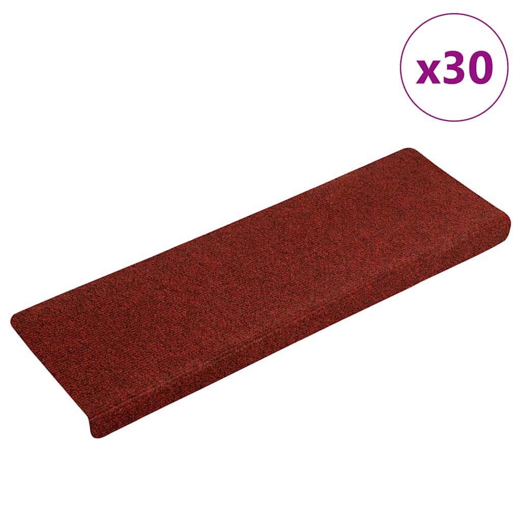 Tapis de marchettes auto-adhésifs 30 pièces 65x21x4 cm Bordeaux Bord droit
