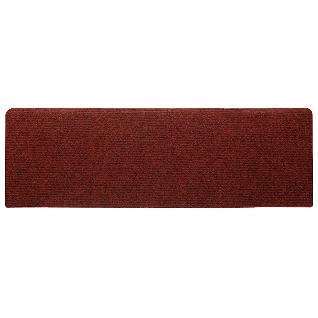 Tapis de marchettes auto-adhésifs 30 pièces 65x21x4 cm Bordeaux Bord droit