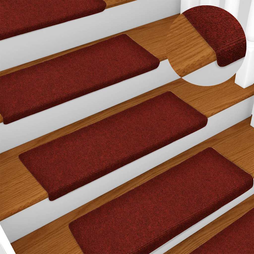 Tapis de marchettes auto-adhésifs 30 pièces 65x21x4 cm Bordeaux Bord droit