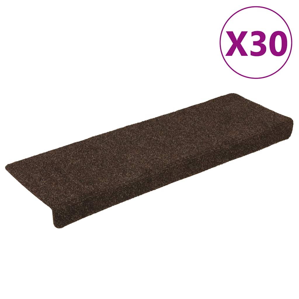 Stair Mats Self-Adhesive 30 pcs. 65x21x4 cm Brown Rectangular Edge