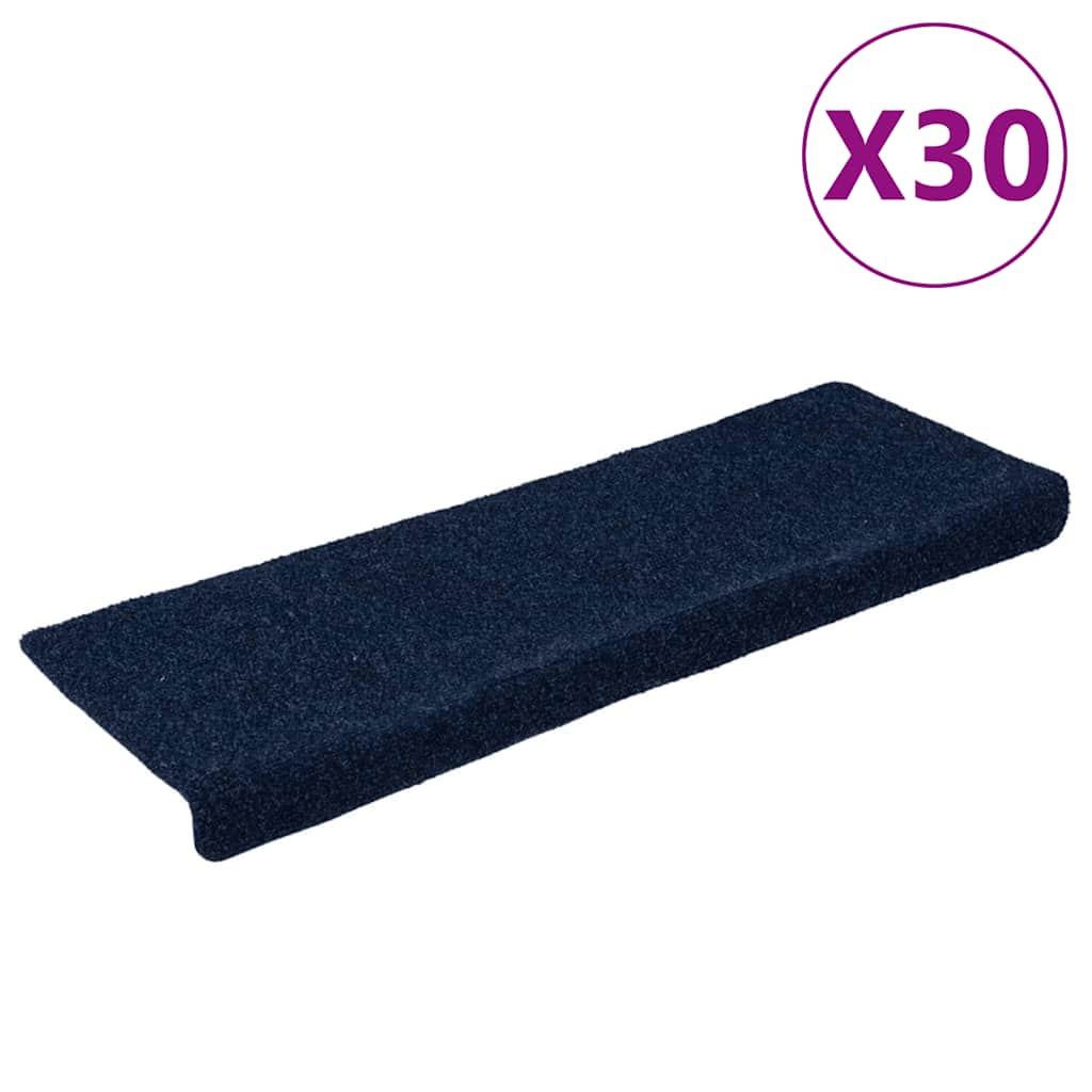 Stair Treads Self-Adhesive 30 pcs 65x21x4 cm Navy Blue Rectangular Edge