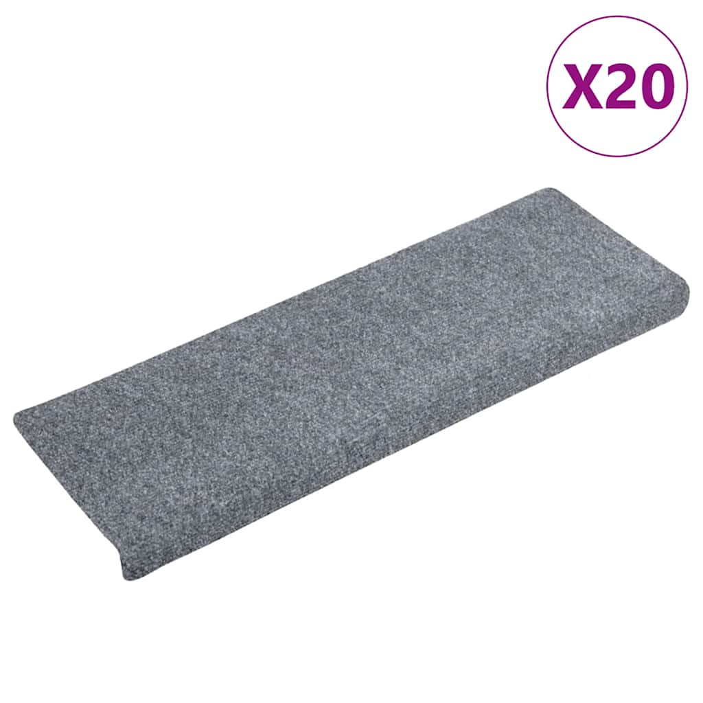 Self-Adhesive Stair Treads 20 Pcs. 65x21x4 cm Light Gray Rectangular Edge