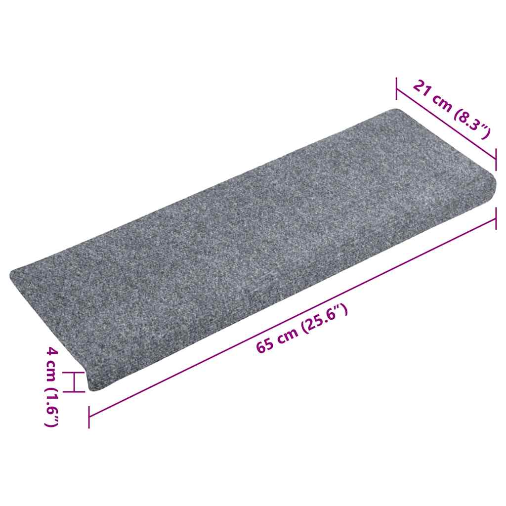 Self-Adhesive Stair Treads 20 Pcs. 65x21x4 cm Light Gray Rectangular Edge
