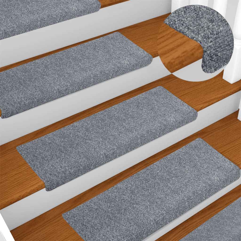 Self-Adhesive Stair Treads 20 Pcs. 65x21x4 cm Light Gray Rectangular Edge