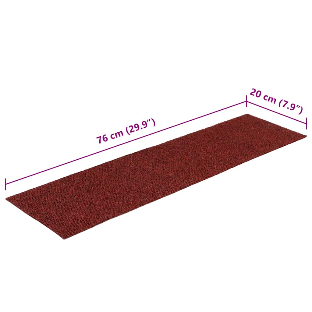 Self-Adhesive Stair Treads 30 pcs. 76x20 cm Burgundy Rectangular