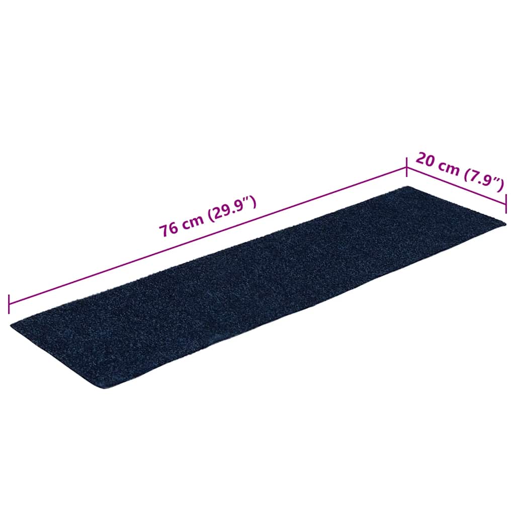 Marches d'escalier auto-adhésives, 30 pièces, 76x20 cm, bleu marine, rectangulaires