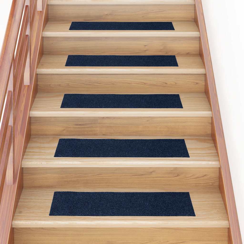 Marches d'escalier auto-adhésives, 30 pièces, 76x20 cm, bleu marine, rectangulaires