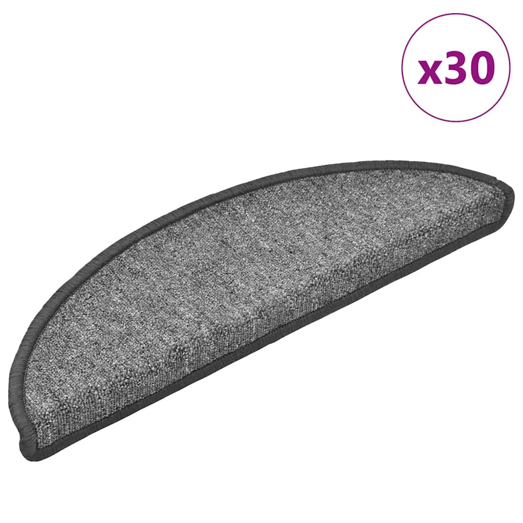 Tapis de marches 30 pces. 56x17x3 cm Gris foncé Semi-circulaire