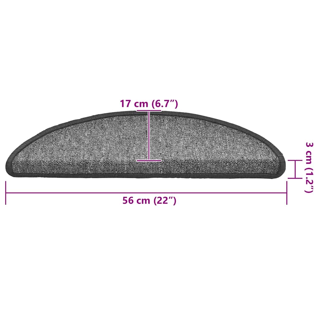 Tapis de marches 30 pces. 56x17x3 cm Gris foncé Semi-circulaire