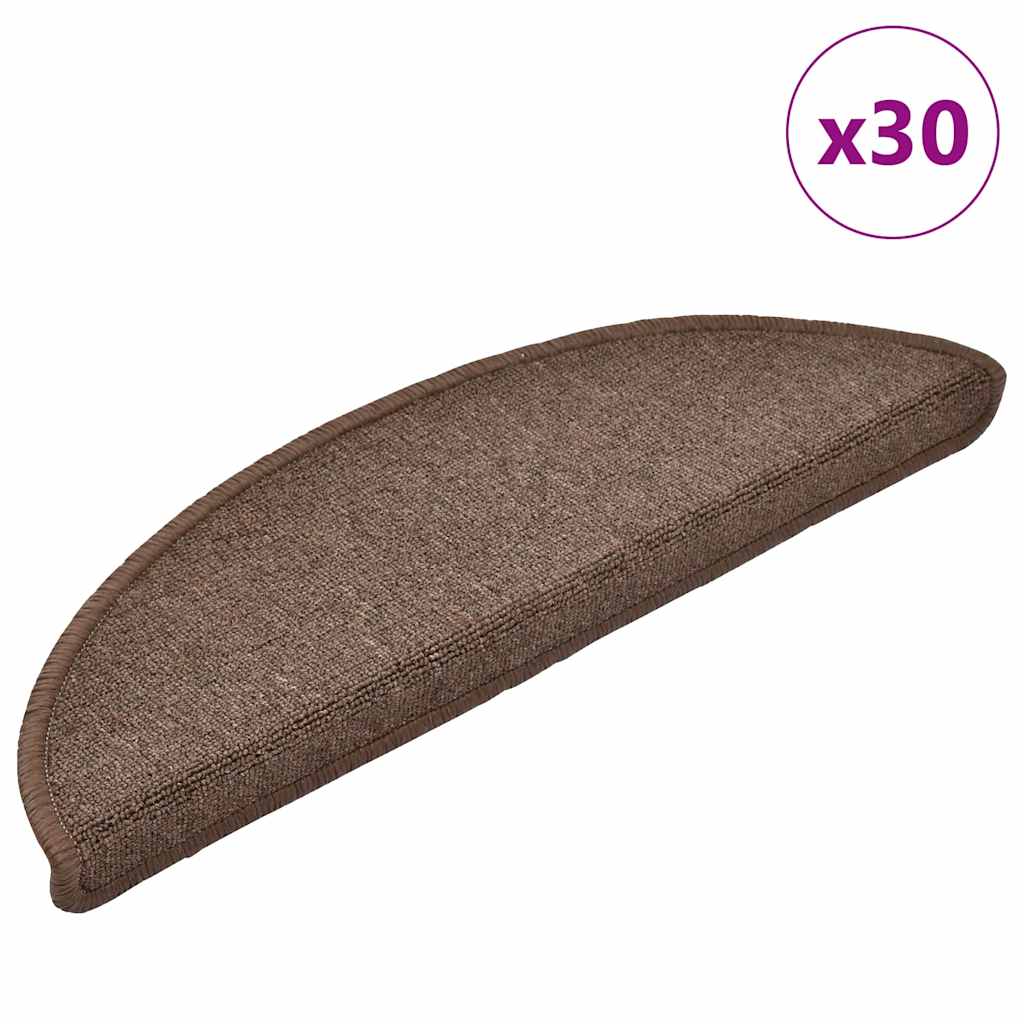 Stair Mats 30 pcs. 56x17x3 cm Coffee Brown Half Round