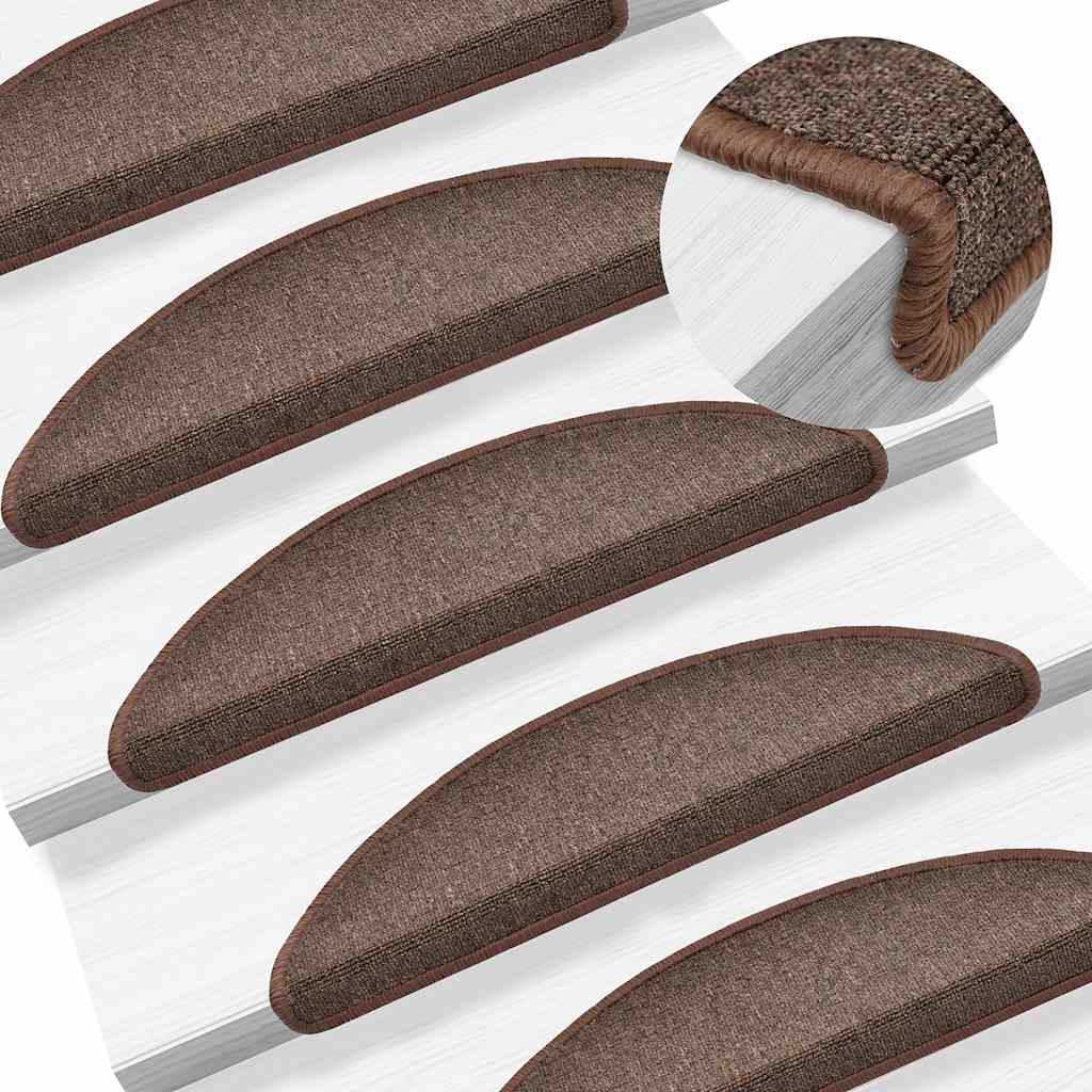 Stair Mats 30 pcs. 56x17x3 cm Coffee Brown Half Round
