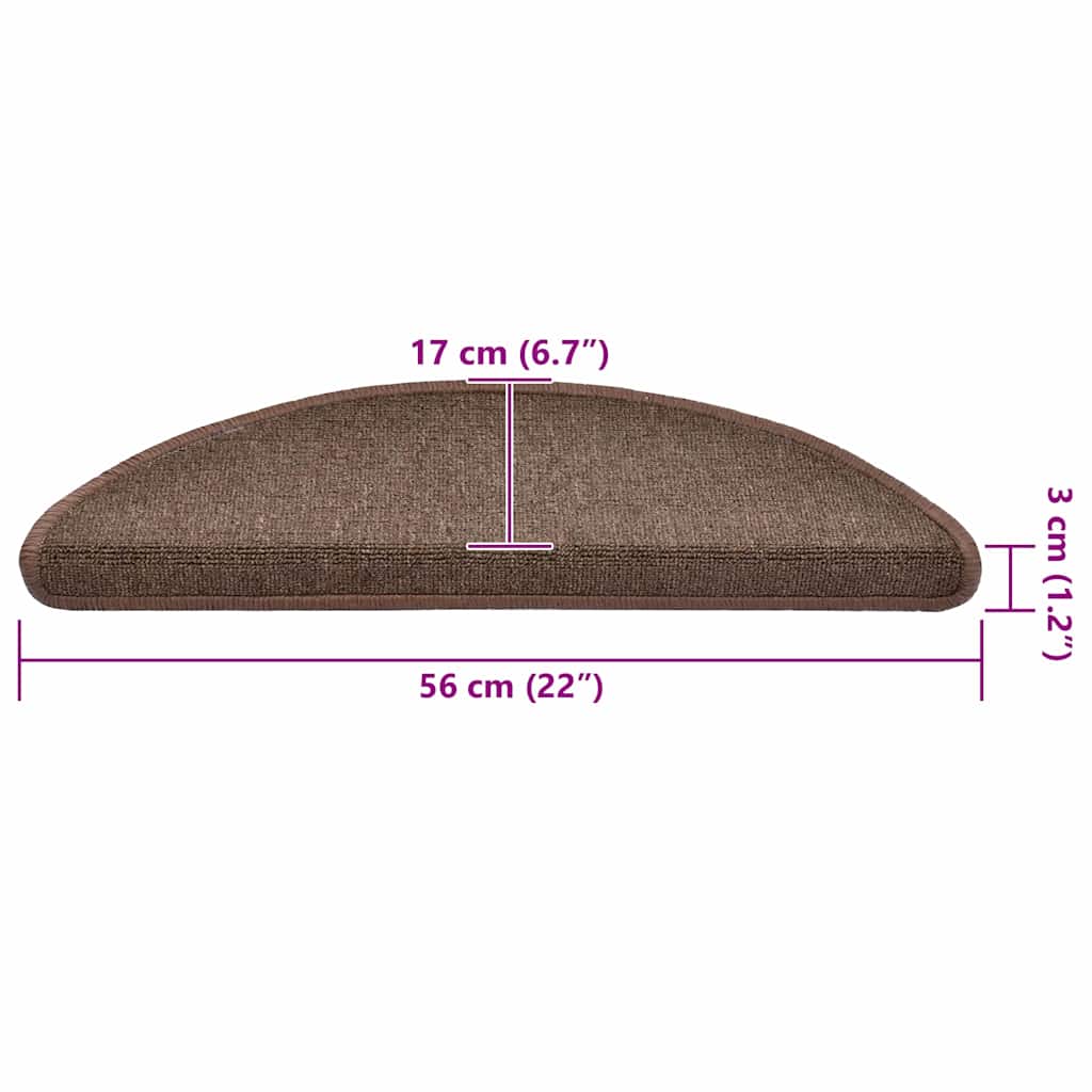 Stair Mats 30 pcs. 56x17x3 cm Coffee Brown Half Round