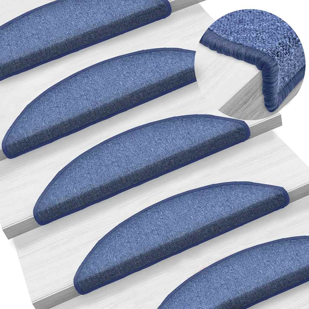 Marches de tapis 30 pcs 56x17x3 cm Bleu Semi-circulaire