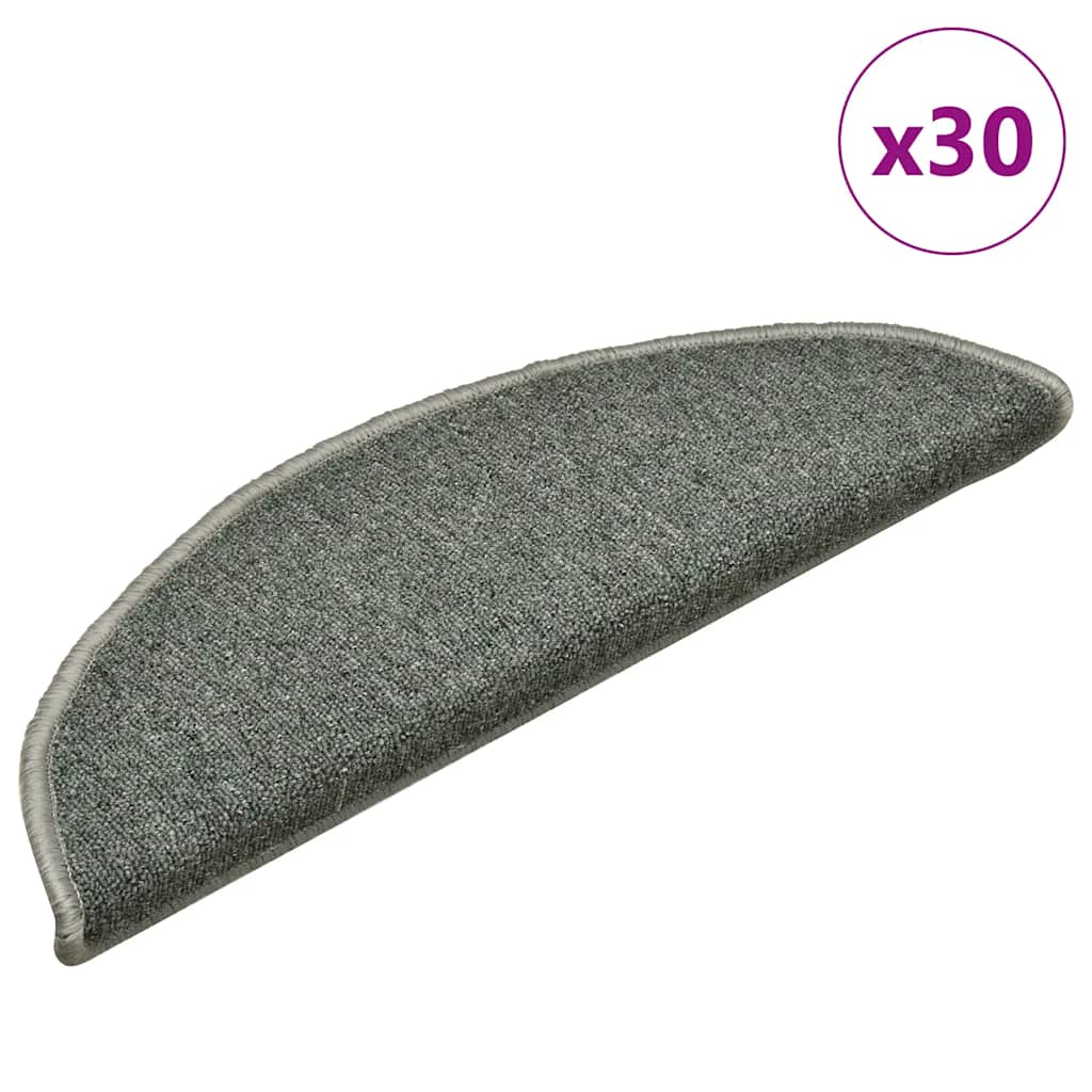 Stair Mats 30 pcs. 56x17x3 cm Dark Green Semi-Circular