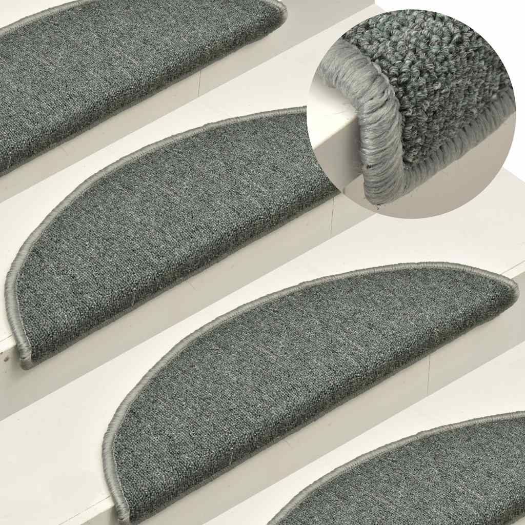 Stair Mats 30 pcs. 56x17x3 cm Dark Green Semi-Circular