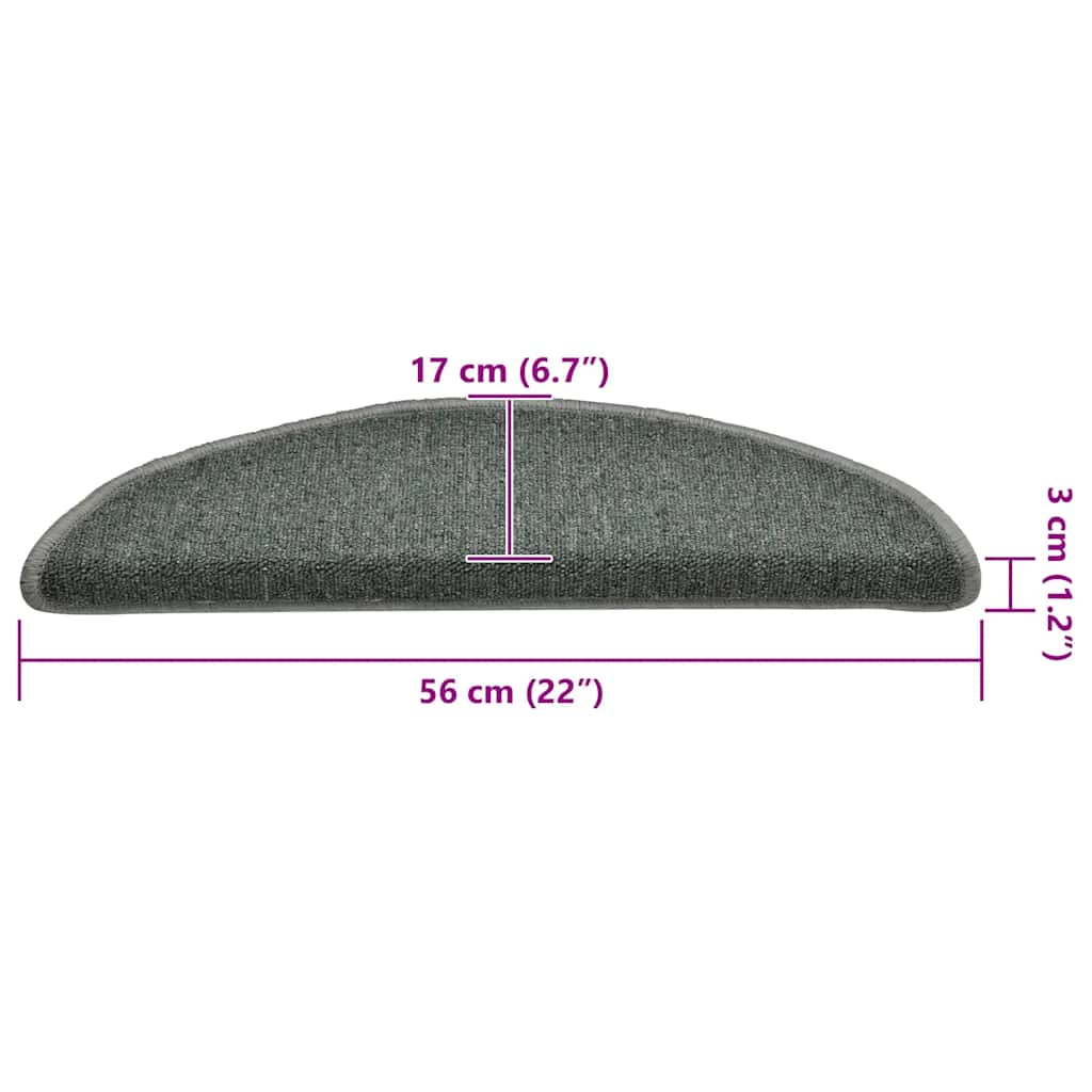 Stair Mats 30 pcs. 56x17x3 cm Dark Green Semi-Circular