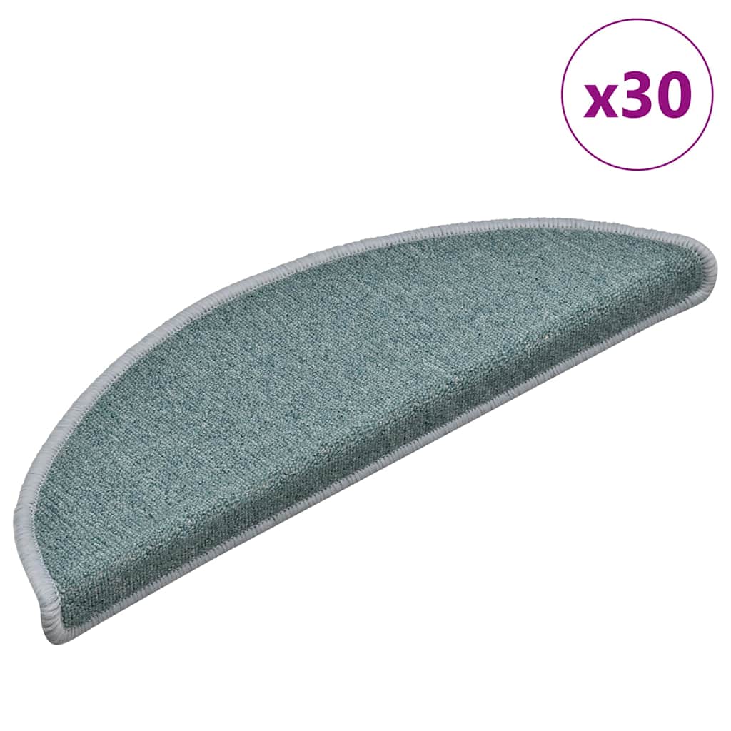 Stair Mats 30 pcs. 56x17x3 cm Lake Blue Semi-circular
