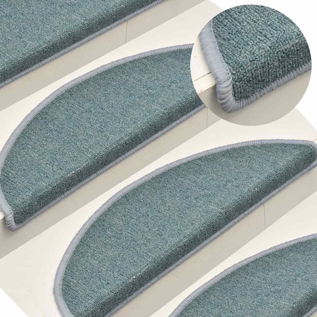 Stair Mats 30 pcs. 56x17x3 cm Lake Blue Semi-circular