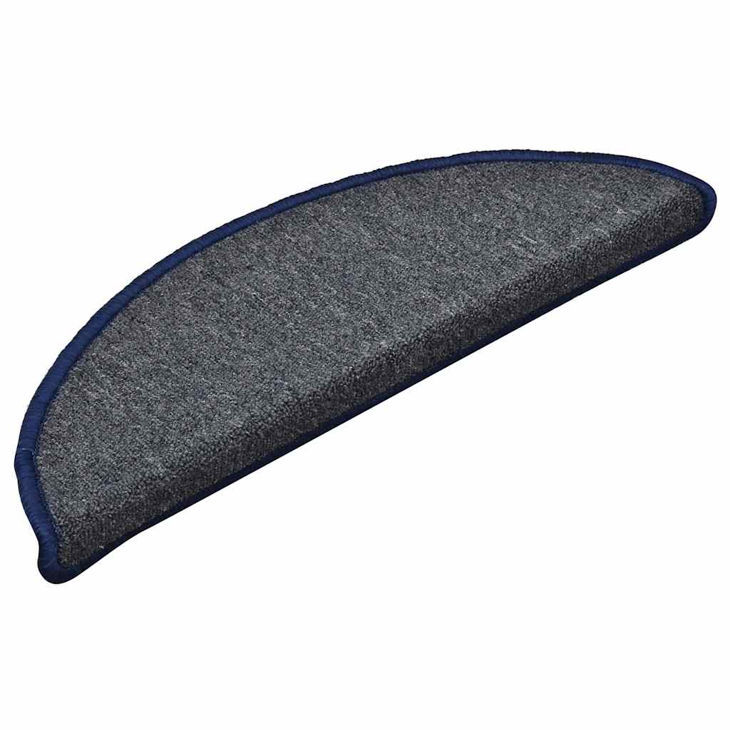 Stair Mats 30 pcs. 56x17x3 cm Dark Grey and Blue Semicircular