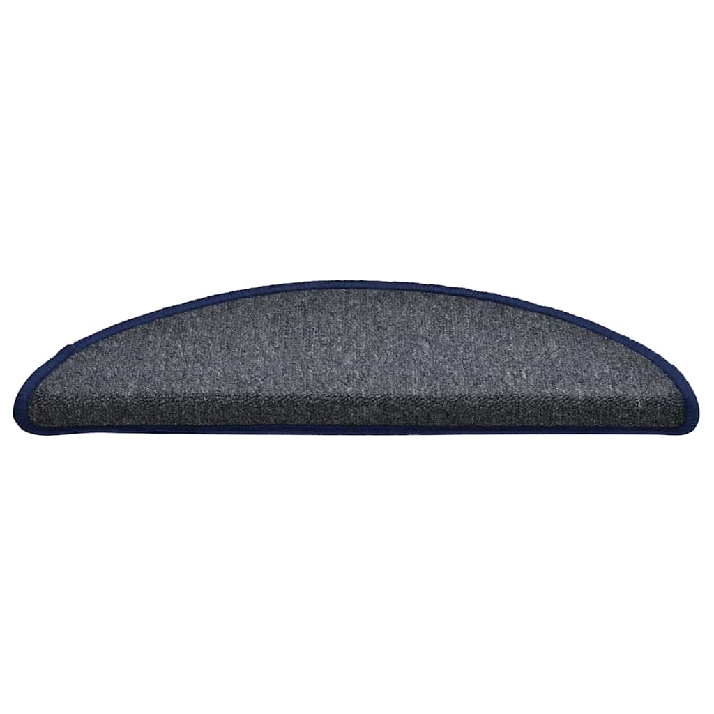 Stair Mats 30 pcs. 56x17x3 cm Dark Grey and Blue Semicircular