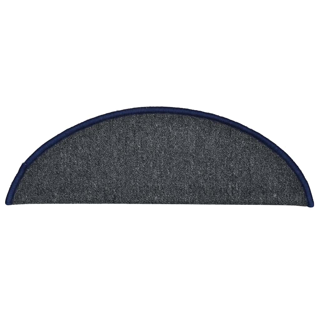 Stair Mats 30 pcs. 56x17x3 cm Dark Grey and Blue Semicircular