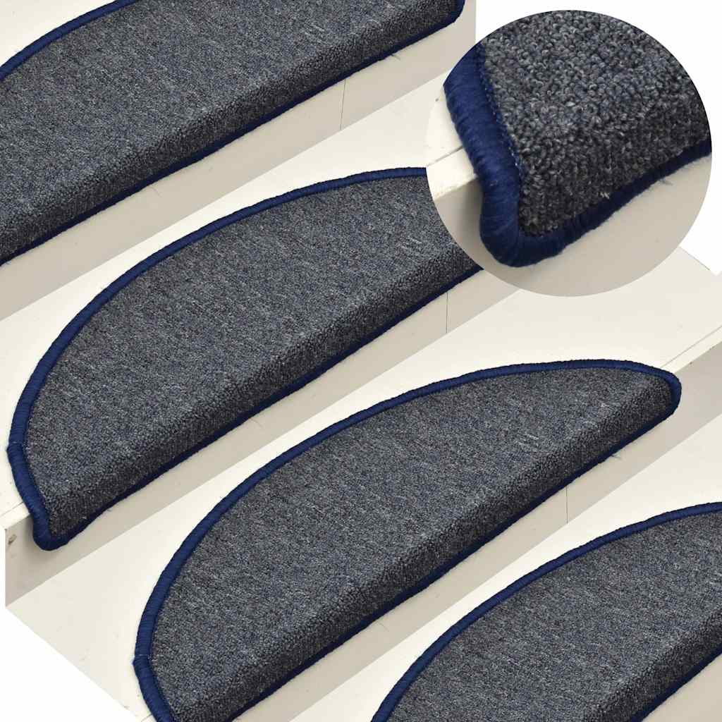Stair Mats 30 pcs. 56x17x3 cm Dark Grey and Blue Semicircular