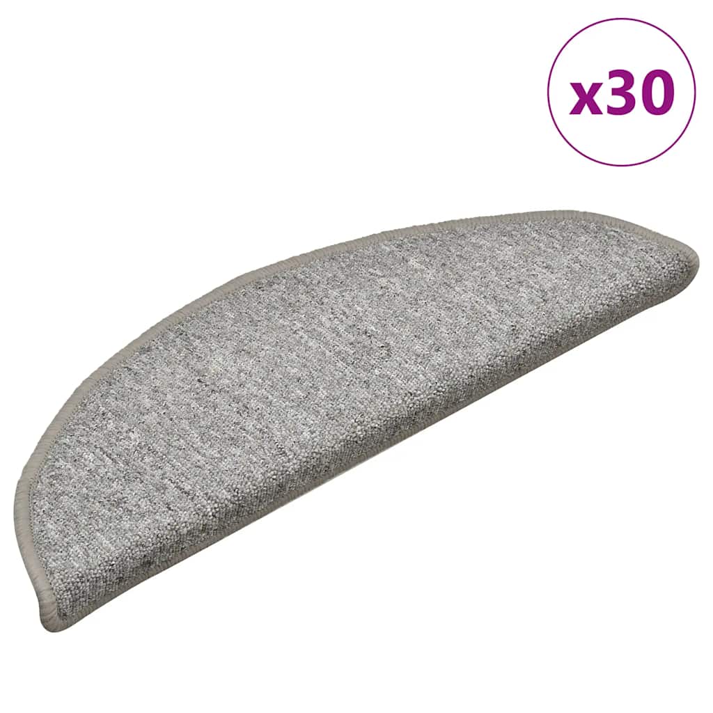 Stair Mats 30 pcs. 56x17x3 cm Light Grey Half-Round