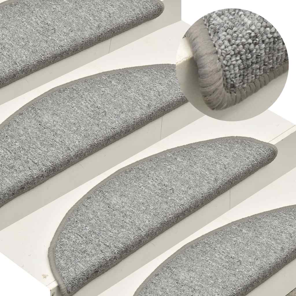 Stair Mats 30 pcs. 56x17x3 cm Light Grey Half-Round