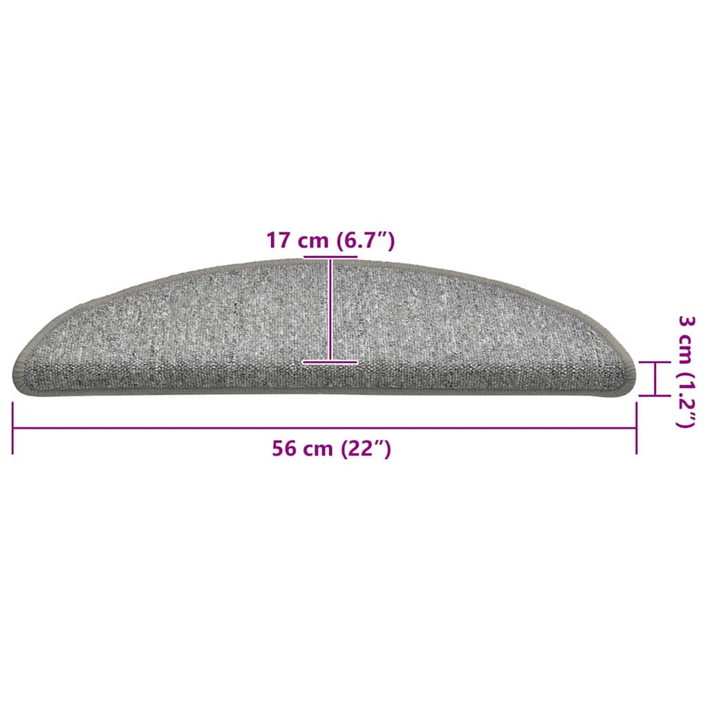 Stair Mats 30 pcs. 56x17x3 cm Light Grey Half-Round