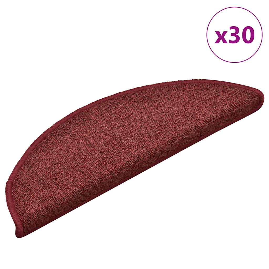 Stair Mats 30 pcs. 56x17x3 cm Bordeaux Semi-circular
