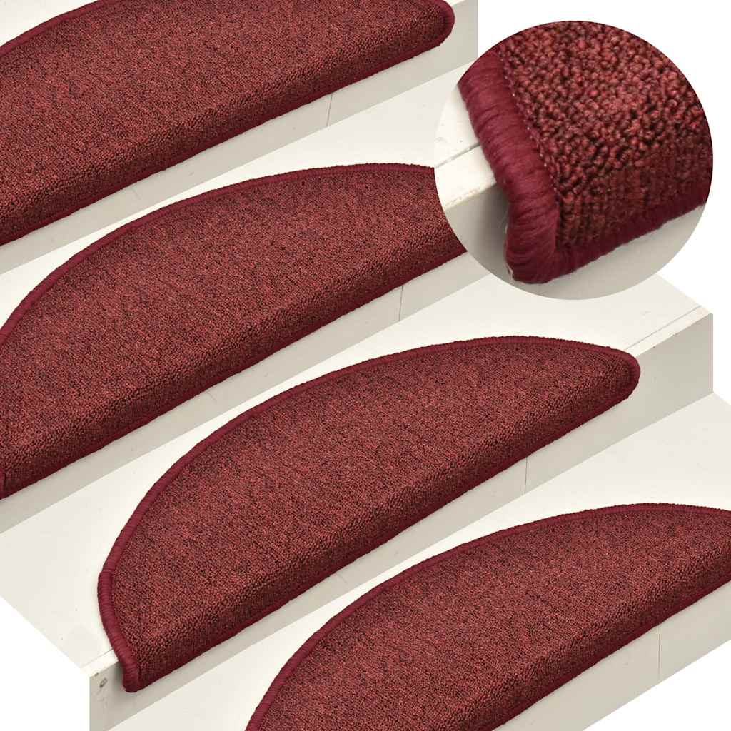 Stair Mats 30 pcs. 56x17x3 cm Bordeaux Semi-circular