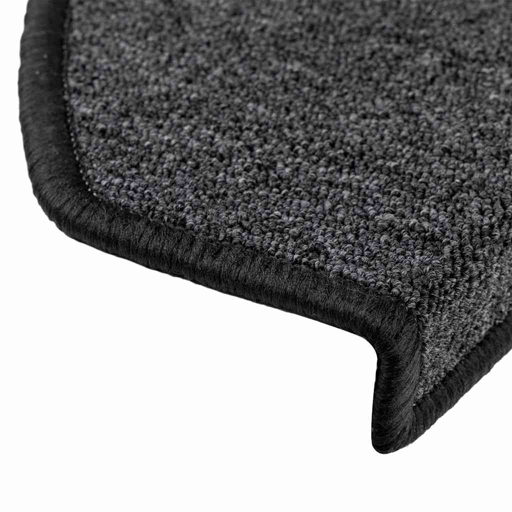 Tapis de marche d'escalier 30 pces 65x24x4 cm Anthracite Demi-rond Grand