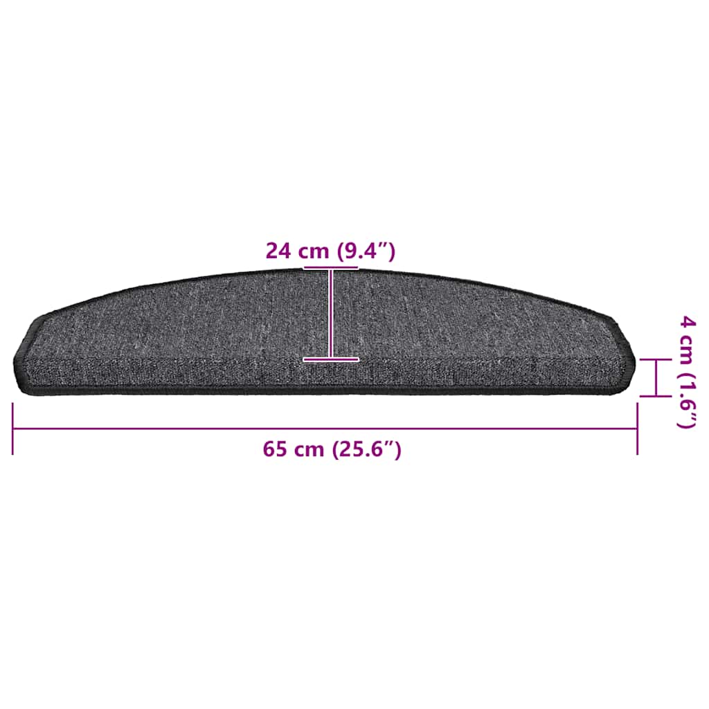 Tapis de marche d'escalier 30 pces 65x24x4 cm Anthracite Demi-rond Grand