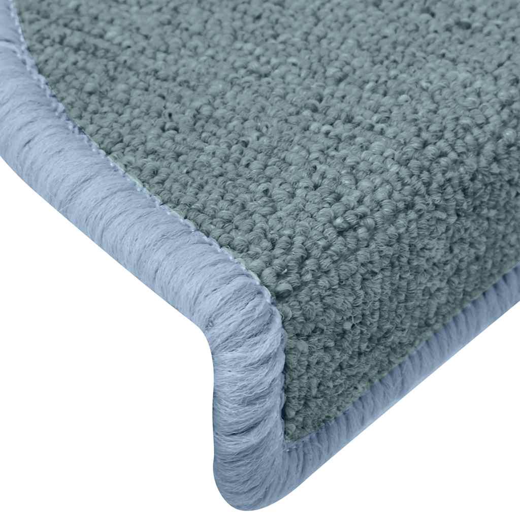 Tapis de marche d'escalier 30 pces 65x24x4 cm Bleu océan Semi-rond Grand