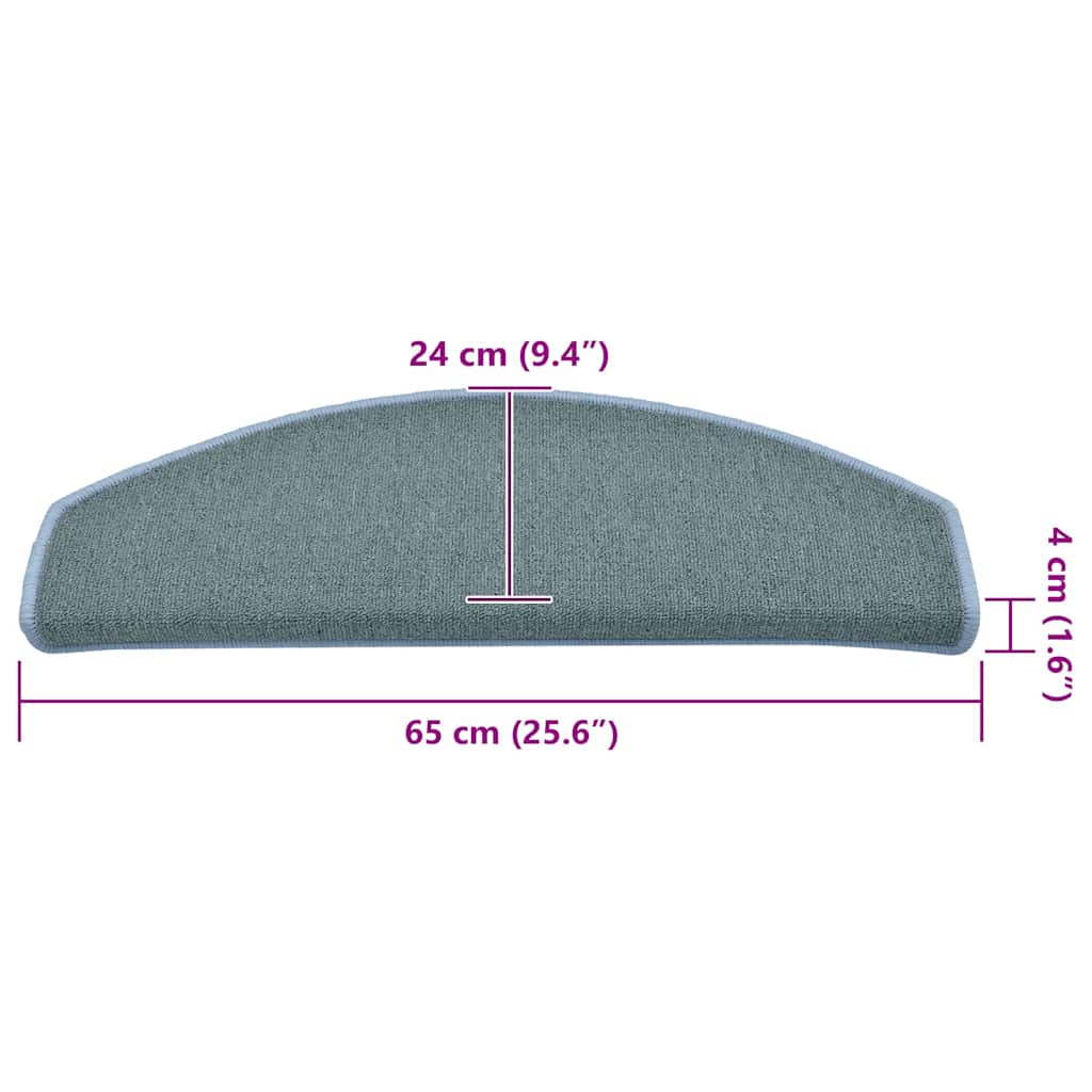 Tapis de marche d'escalier 30 pces 65x24x4 cm Bleu océan Semi-rond Grand