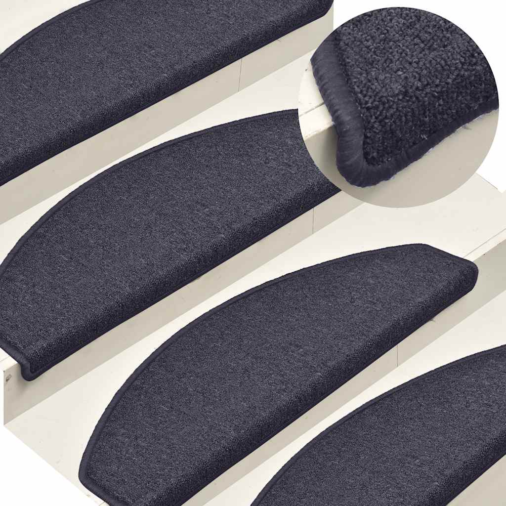 Marches d'escalier 30 pcs 65 x 24 x 4 cm Gris foncé et bleu Demi-rond Grand