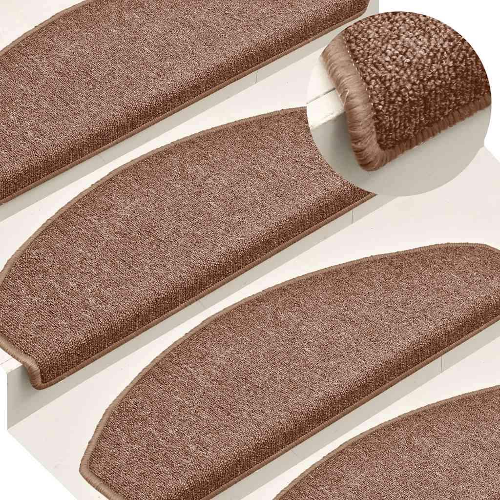 Tapis de marches 30 pces 65x24x4 cm Marron Demi-ronde Grande