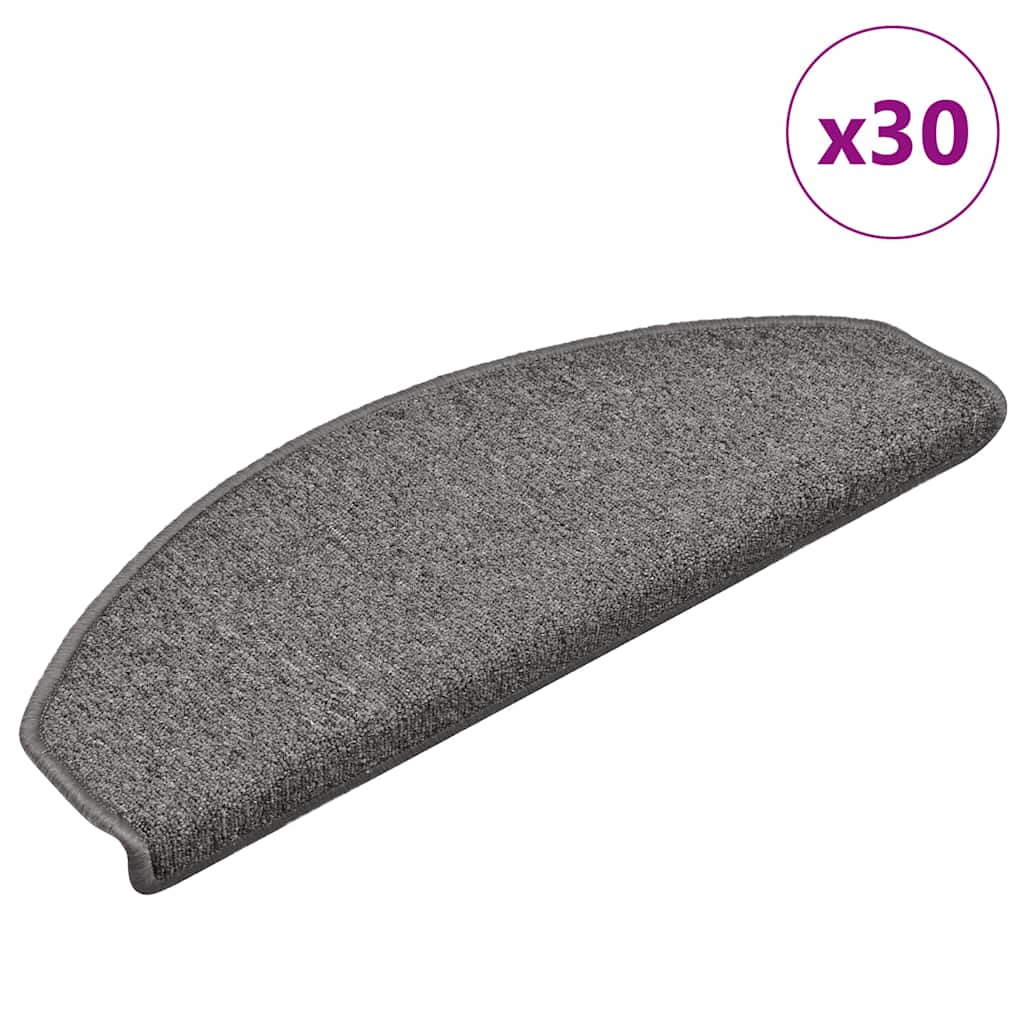 Stair Mats 30 pcs. 65x24x4 cm Dark Grey Semi-Circular Large